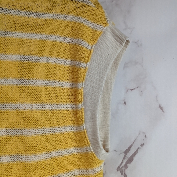Zara Sweater Vest Yellow Stripe Tank Cotton V Neck Oversized Slouchy - Picture 9 of 10